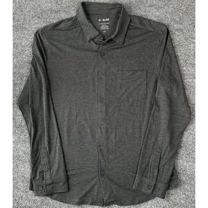 01.Algo Shirt Mens Size Large Dark Gray Collared Performance Stretch Long Sleeve
